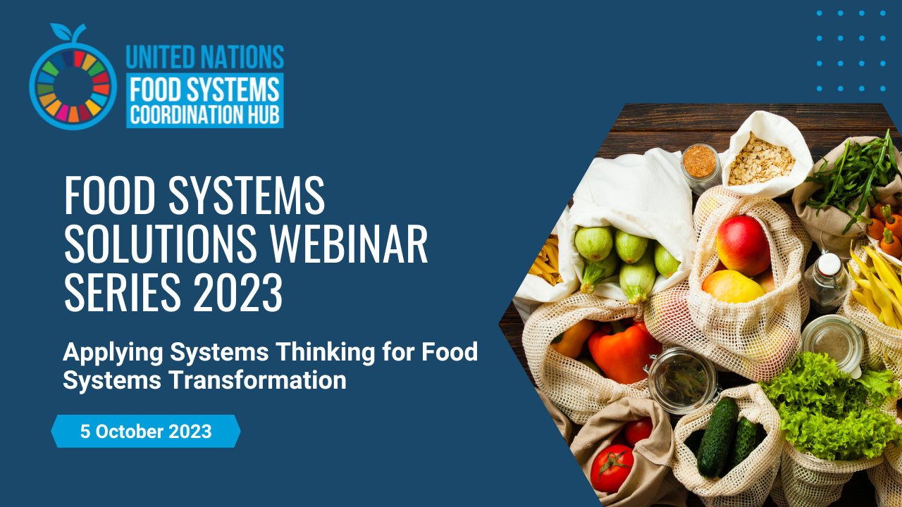 Food Systems Solutions Webinar: Applying Systems Thinking for Food Systems Transformation Systems Thinking